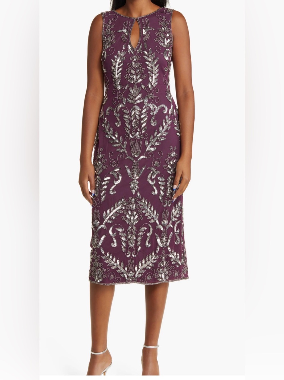 Pisarro Nights Plum Sequin-Embellished Midi Dress
